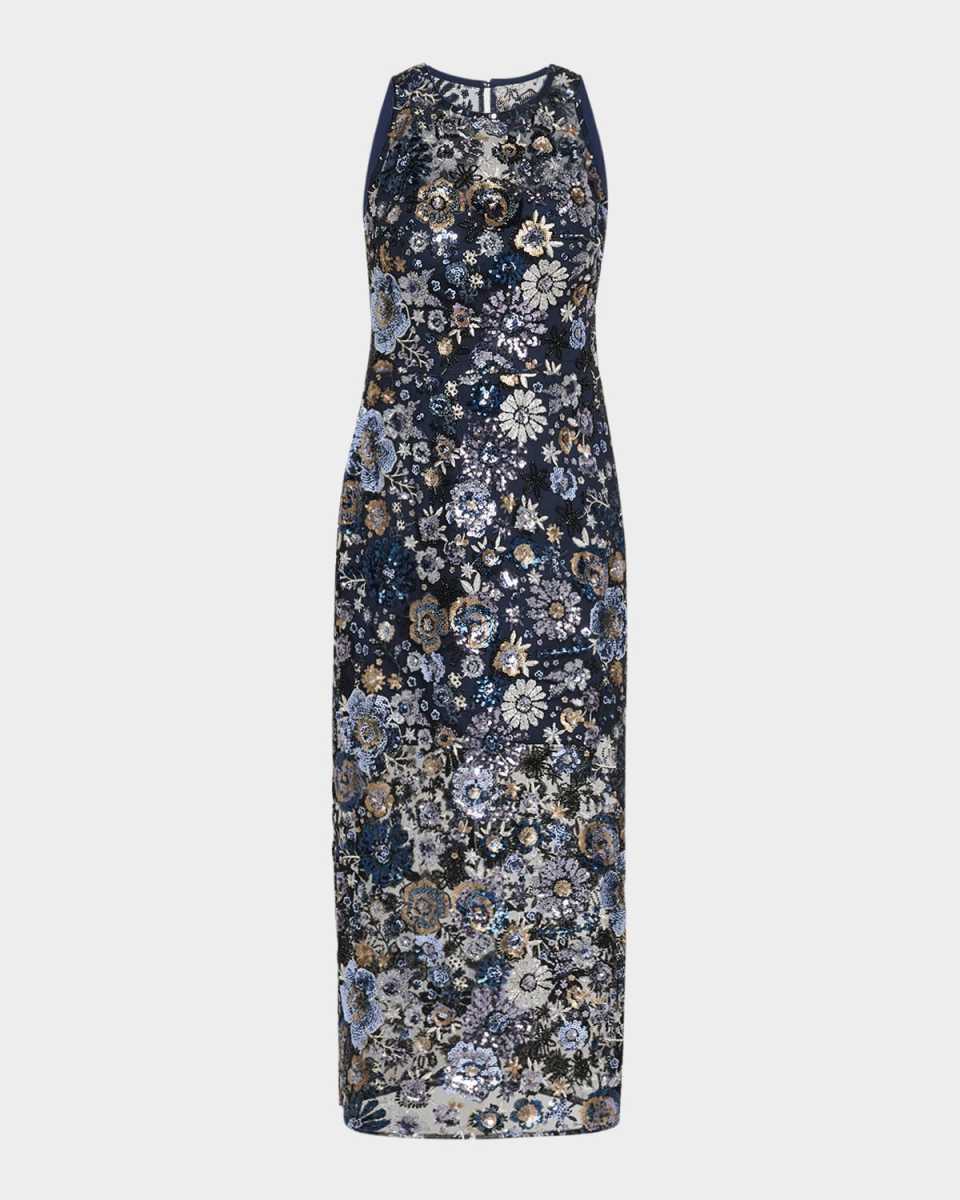 Helena Sequin Floral Bodycon Midi Dress